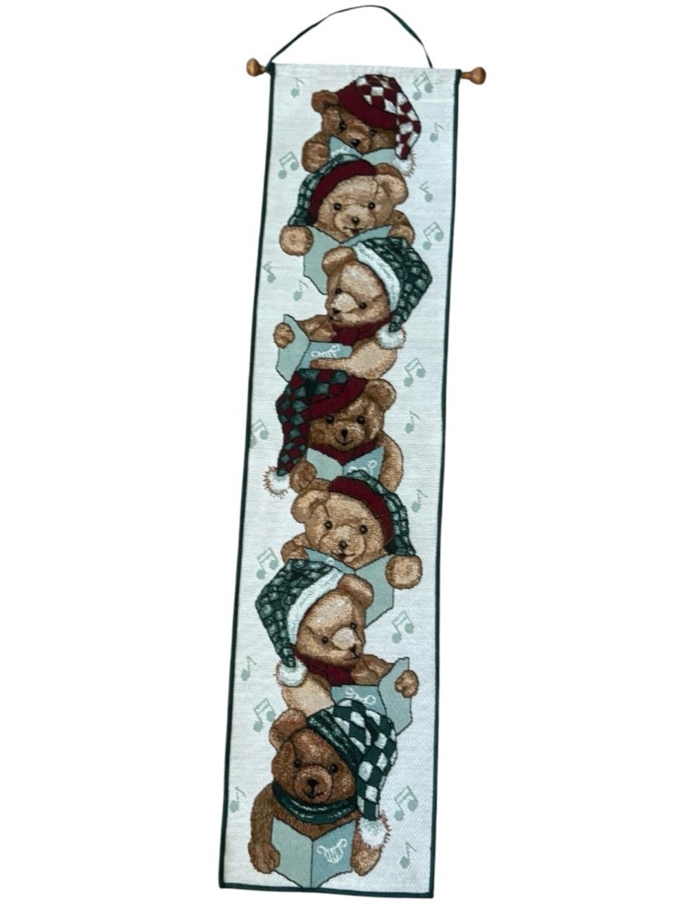 Vintage Mohawk 2001 Christmas Caroling Bears Tapestry Bell Pull Wall Hanging